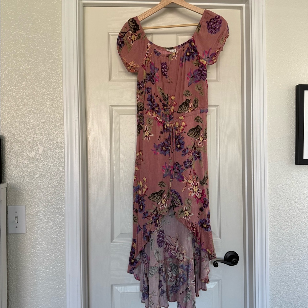 Honey Belle Pink Asymmetrical Ruched Sundress